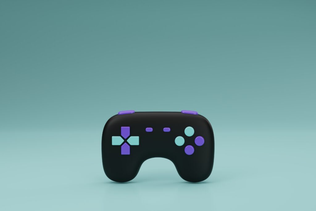 3d-render-white-game-controller-joypad-green-background